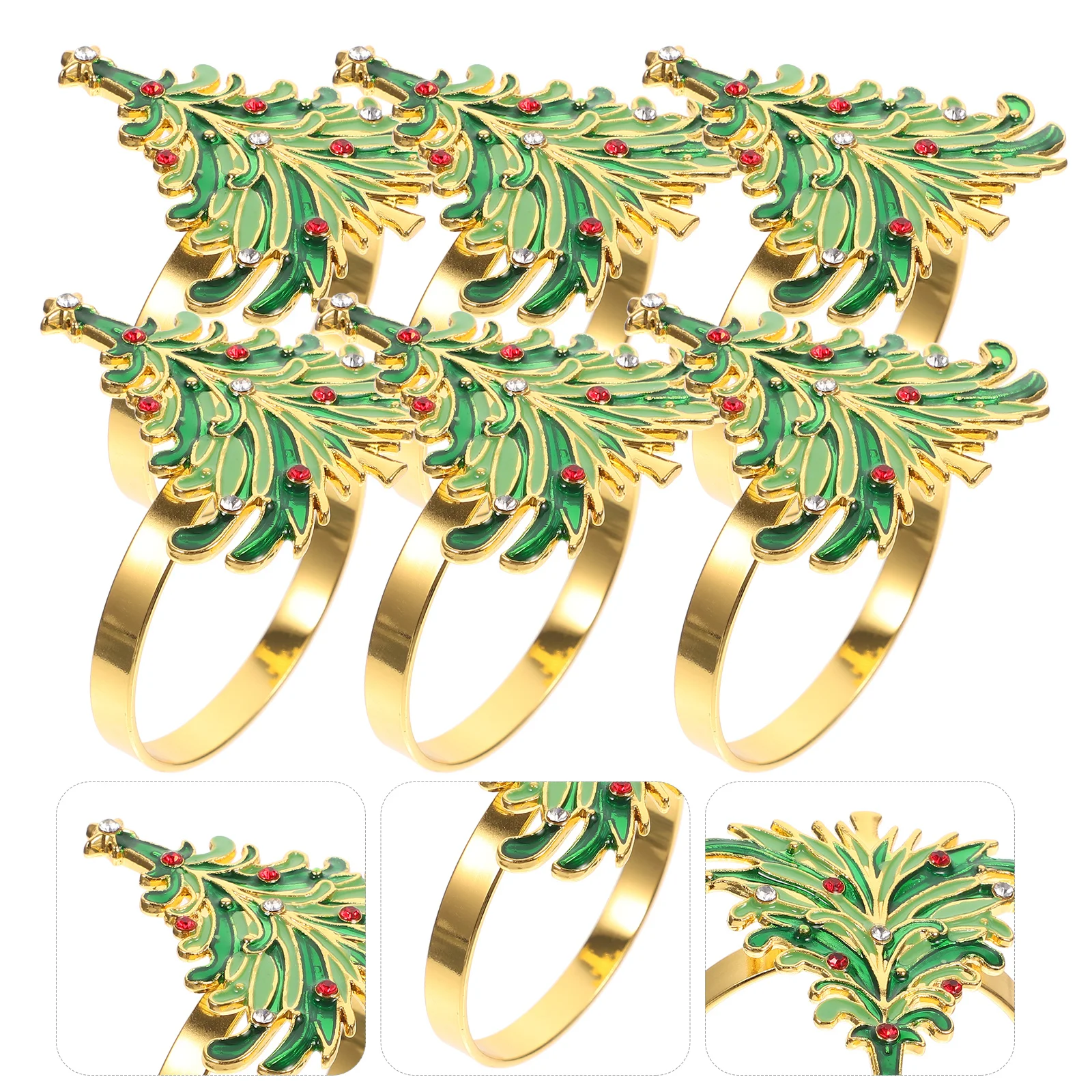 

12pcs Napkin Rings Xmas Tree Design Holiday Table Decor For Party Wedding Christmas Home Use Christmas Napkin Rings Table Decors