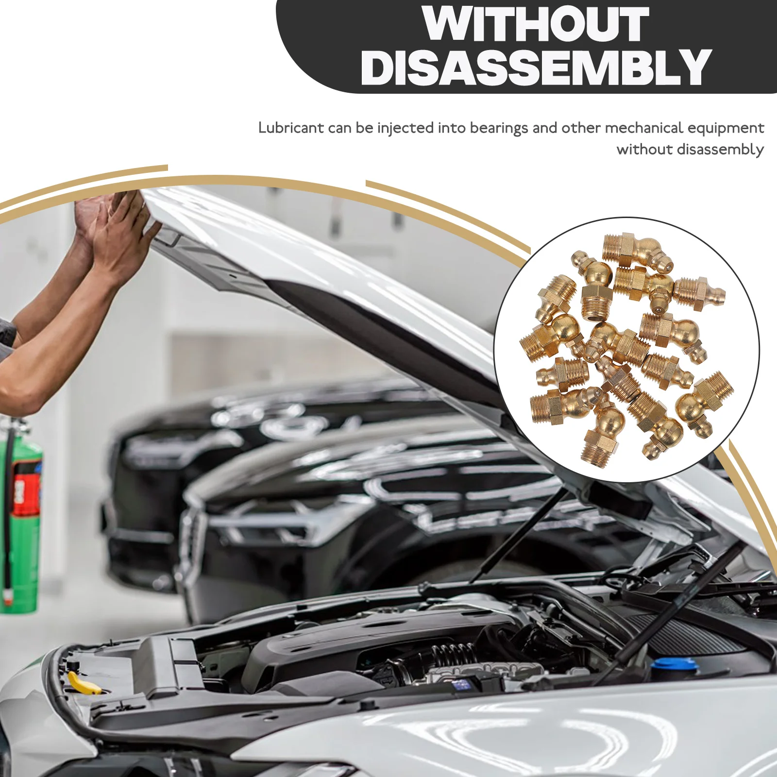

1 set Brass Grease Fitting Assortment Kit Oil Injection Nozzle Accessories Replacement Various Angles for Automotive