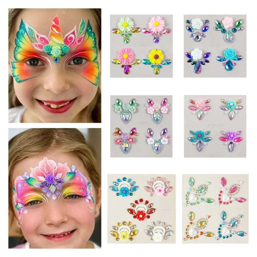 Autocollants de gemme de cristal de biscuits de visage de festival, autocollants adhésifs, beauté, art de corps, paillettes, tatouage, eye-blogueur, enfants