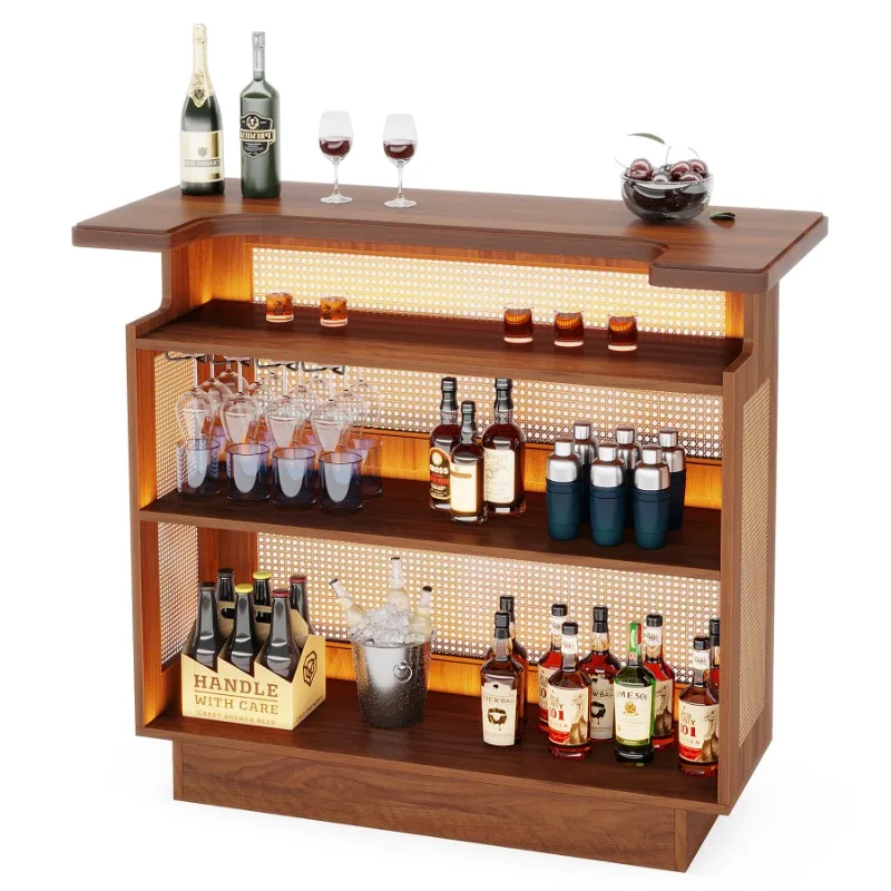 

Rattan Island Table Wine Cabinet Corner Milk Tea Bar High Table Commercial Integrated Wine Table Bar