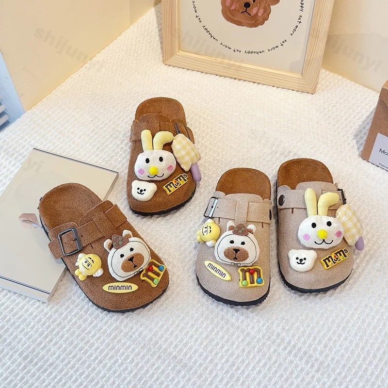 

Girls Retro Flat Slippers 2025 New Summer Outdoor Cute Cartoon Fashion Anti Slip Children Shoe Boys Causal Home Kids Mules Shoes