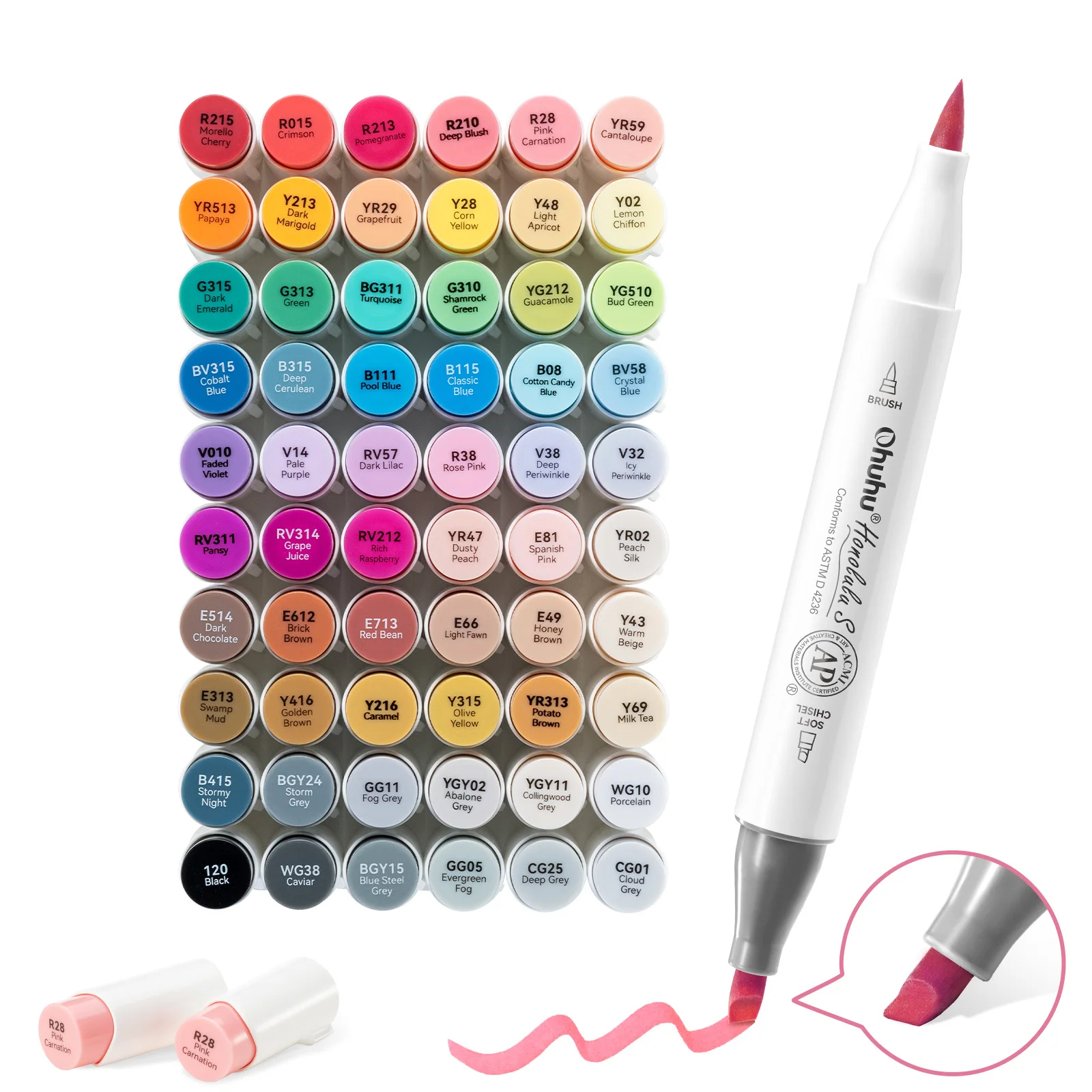 Ohuhu Honolulu S 60 illustratie kleuren markeerstift set alcohol kunst markers red dot ontwerp dubbele tips schetsen tekening kleuren