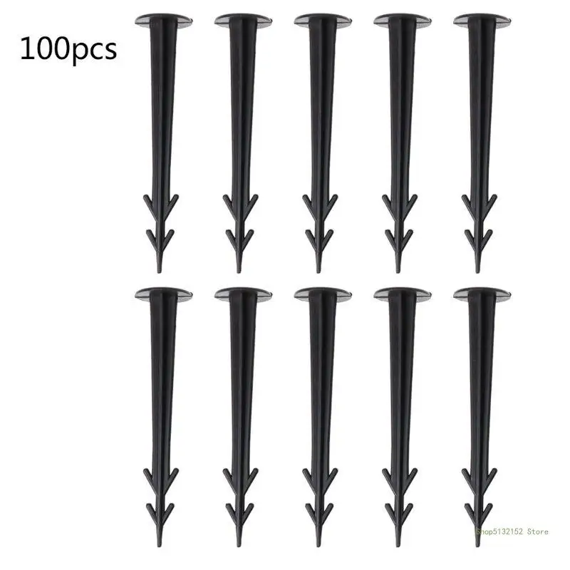 

QX2E 100Pcs Plastic Garden Cover Cloth Securing Stakes Spikes Lawn Pins Pegs Sod Stap