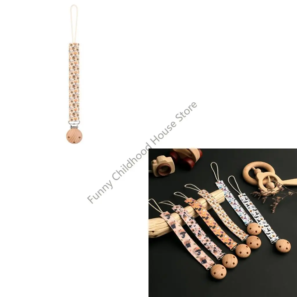 

D0LA Holiday Themed Infant Pacifier Chain Cotton Chewable Strong Attachment Clip Pacifier Holder