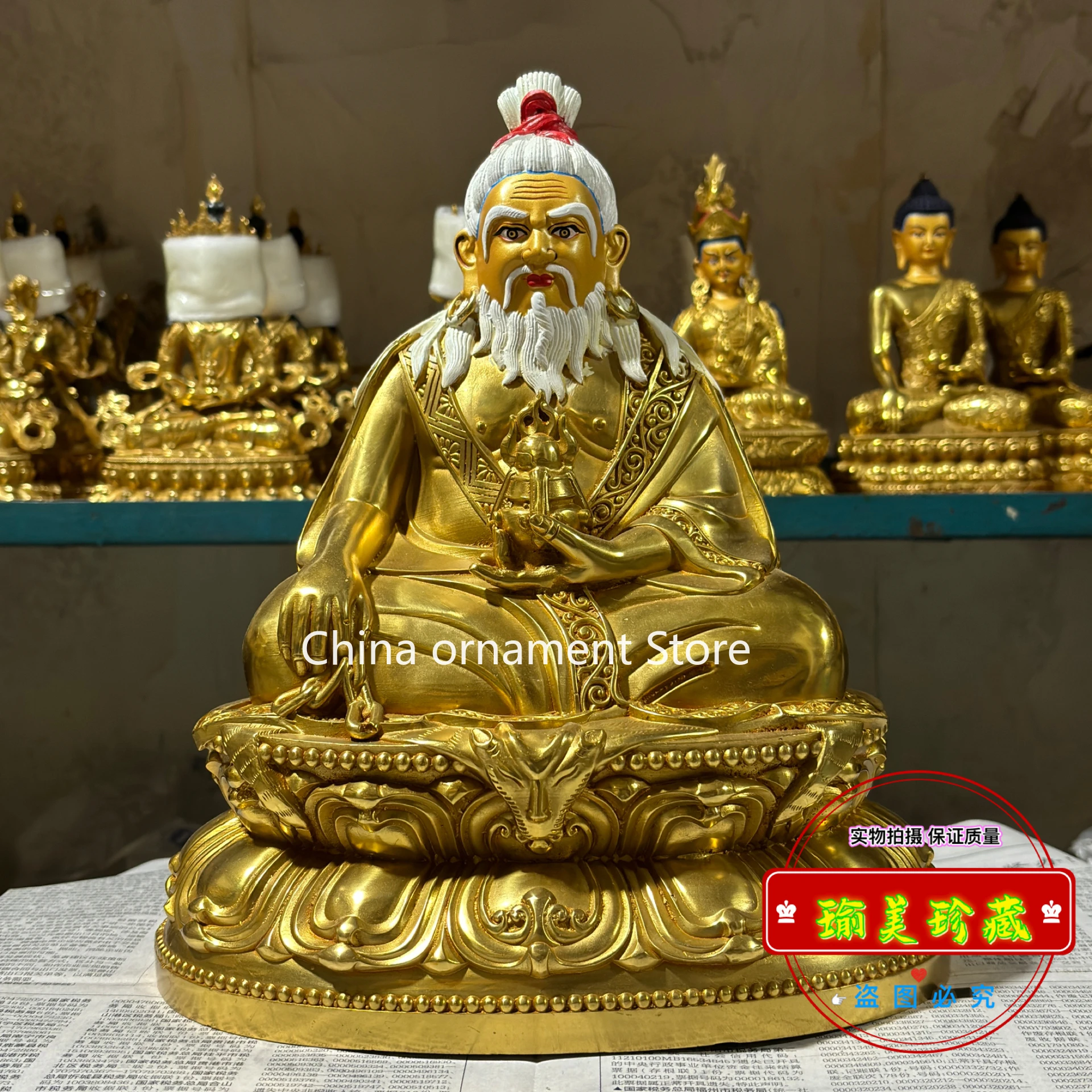 Tang Dong Jiebu 10-inch Buddha statue Bridge master Tibetan opera originator Tibetan bronze statue is dedicated to Buddhist uten