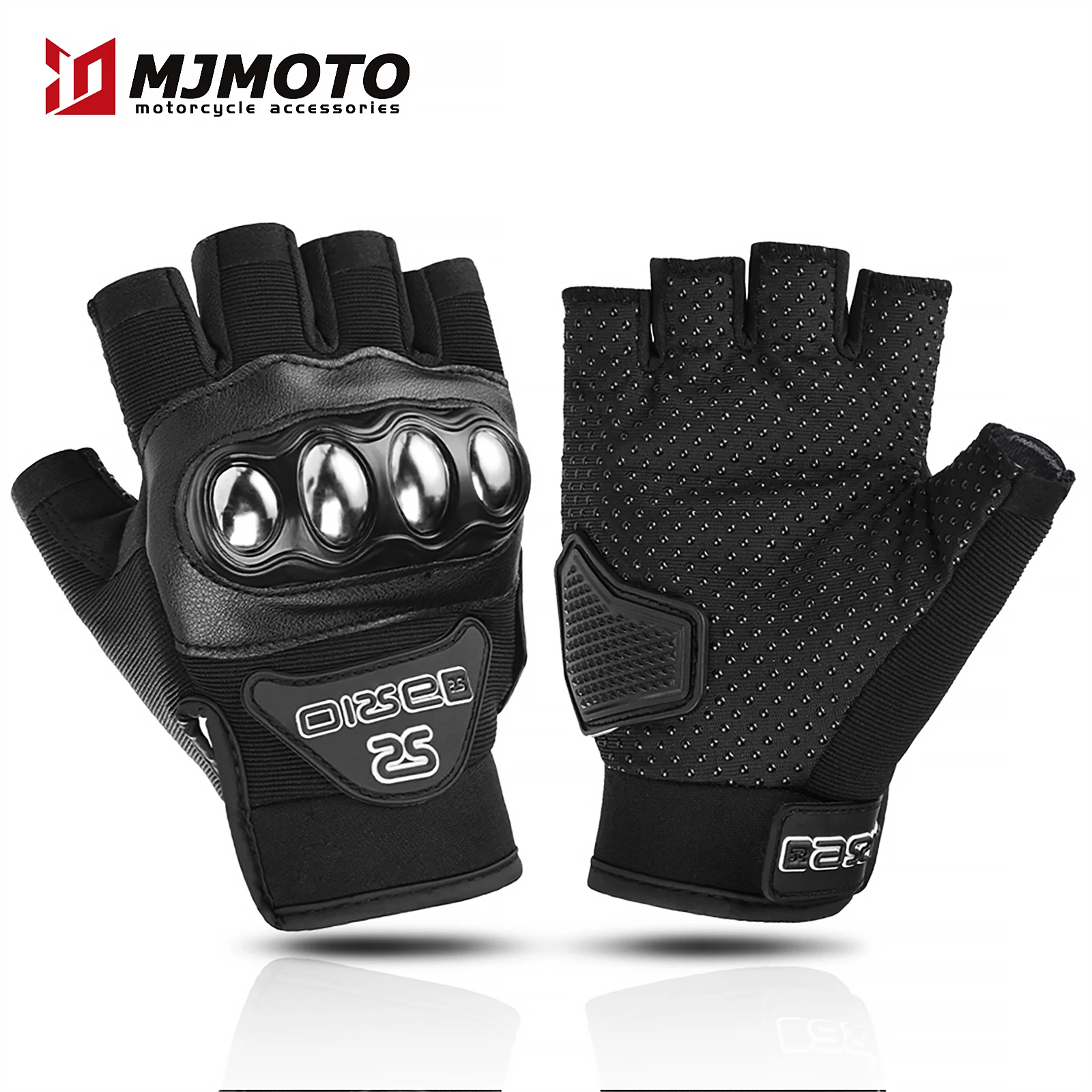 Guantes de medio dedo para motocicleta, guantes transpirables de verano para ciclismo, guantes sin dedos para motociclistas, negro y rojo, novedad