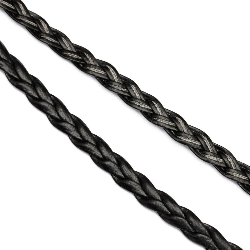 5meter 4/6/7mm Black/gold/silver Flat Braided PU Leather Bracelet Findings Jewelry Cord String Rope DIY Necklace Bracelet Making