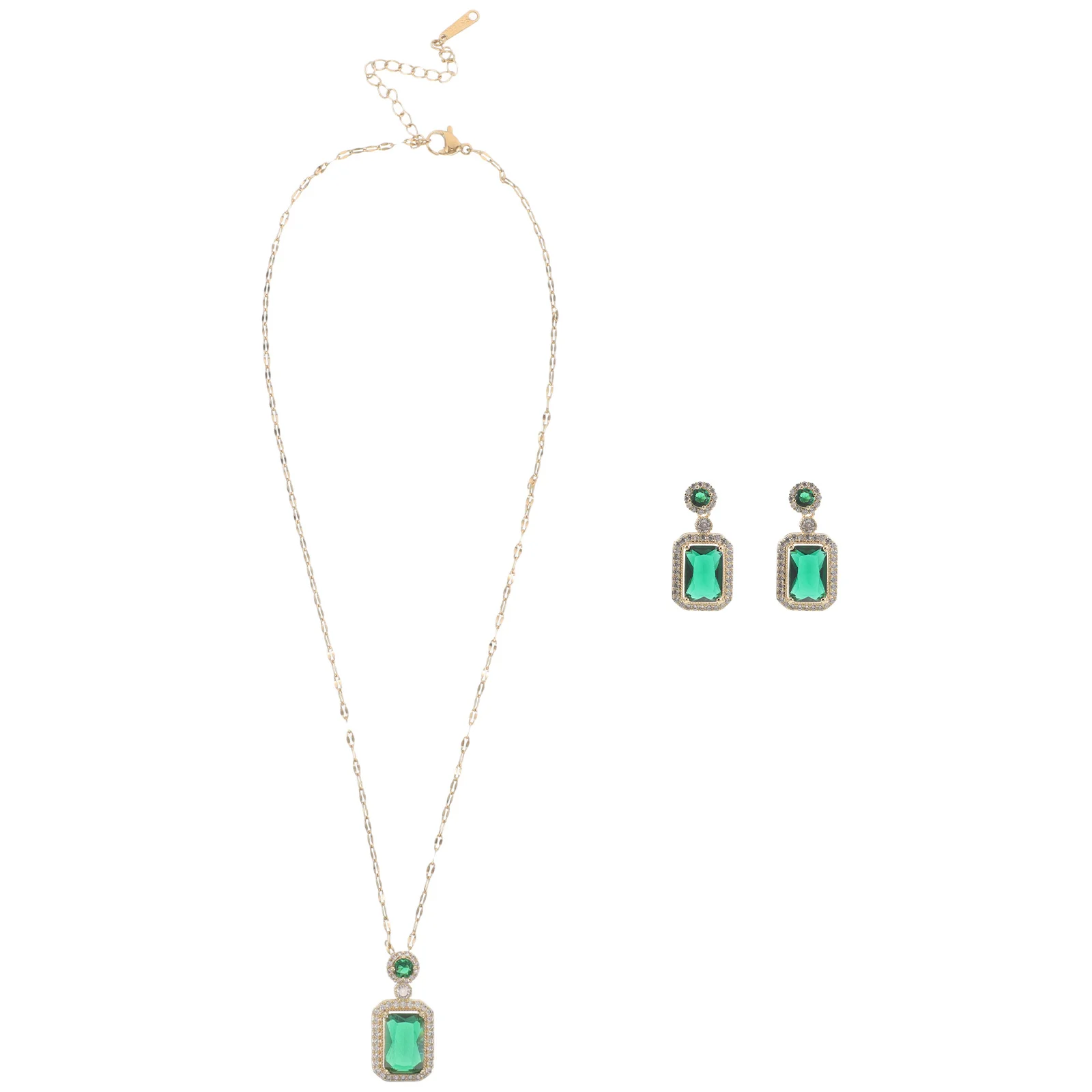 

1 Set Women Jewelry Set Rhinestone Pendant Necklace Earrings Metal Chain Choker Dainty Trendy Statement Party Accessory Fashion