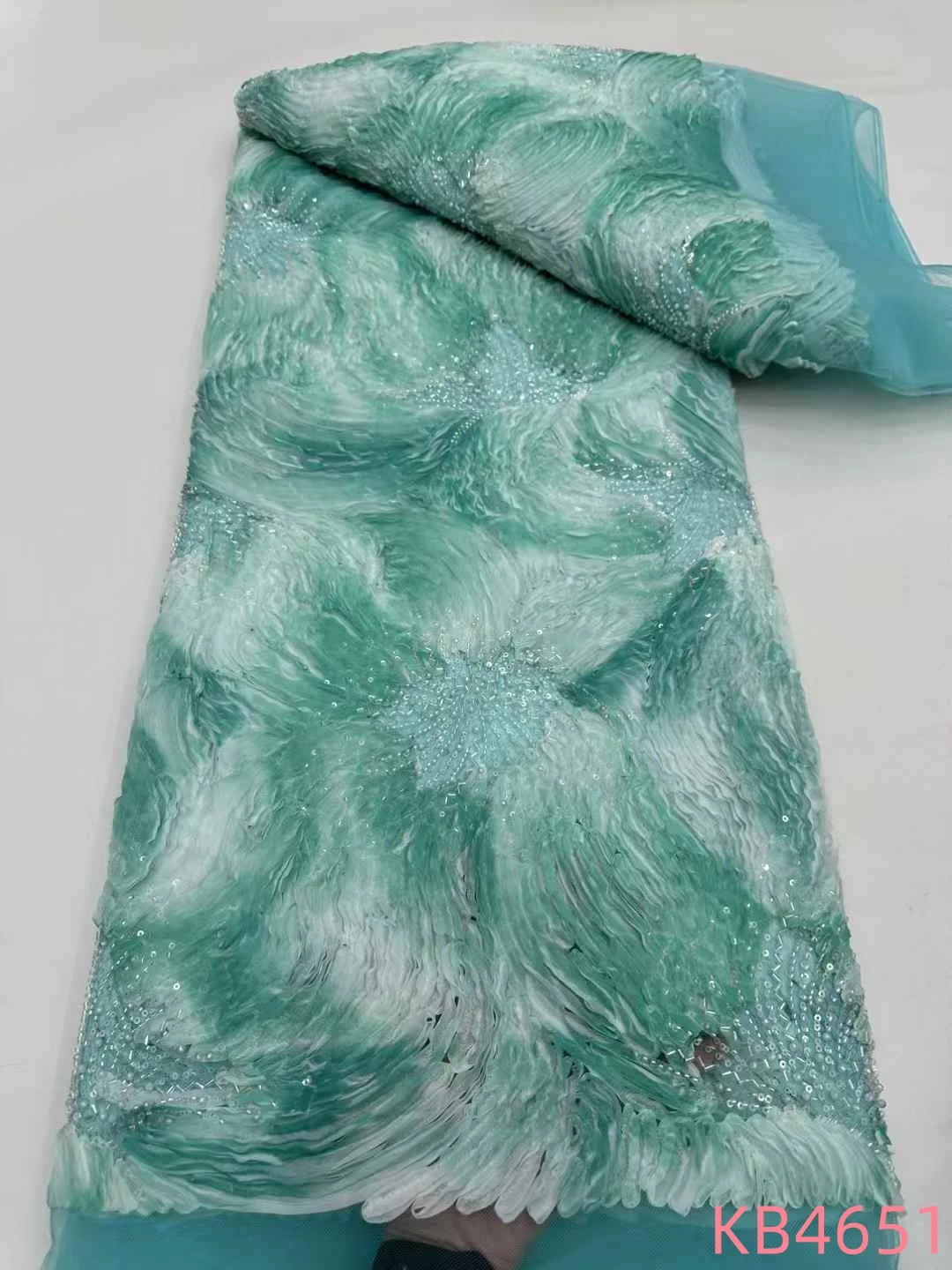 

Green Sequence Tulle Lace African Fabric Lace High Quality 2025 Nigerian Beads Sequins Net Fabric Material For Sewing KB4651