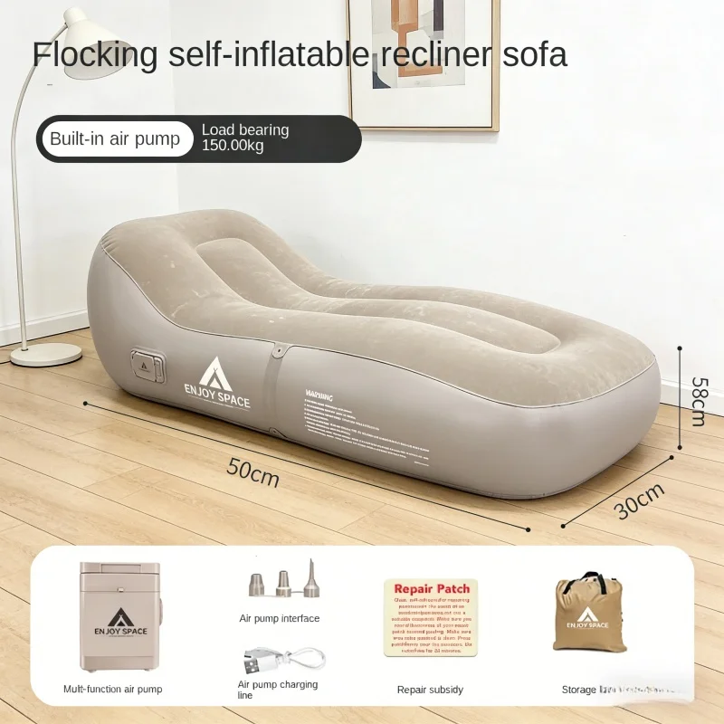 Outdoor Leisure Self Inflating Sofa Lounge Chair with Built-In Air Pump, Foldable Waterproof Design, Suitable for Family/Camping