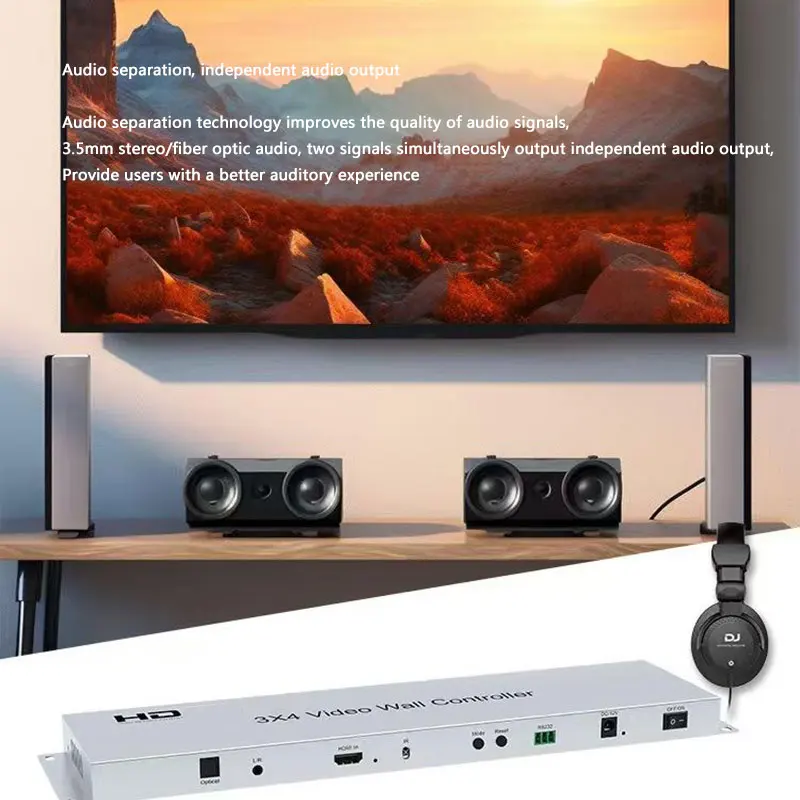 3x4 Multi Screen Splicing Processor 1080P 60Hz HDMI-compatible 1 in 3 6 9 12 Out 2X2 3X3 1X4  Video Wall Controller TV Splicer