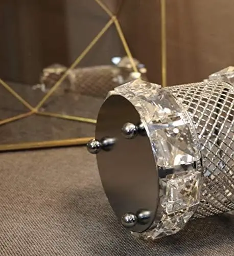 Silver Makeup Brush Holder Organizer,Handcrafted Vintage Cosmetics Brushes Eyebrow Pencil Pen Cup Collection, Crystal Flower Va