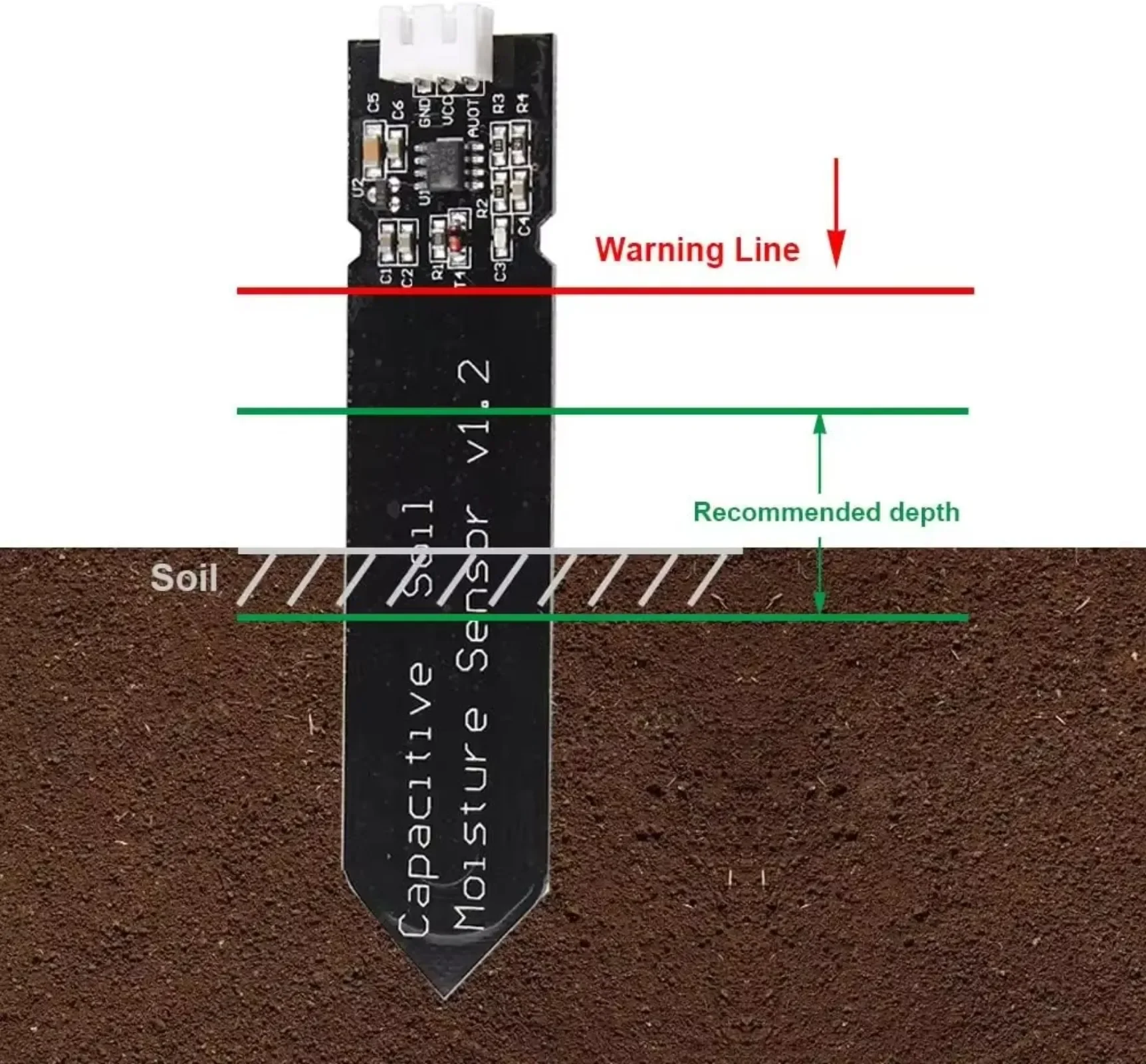 Kit de Sensor capacitivo de humedad del suelo, 5 uds., con sonda resistente a la corrosión para Arduino/Raspberry Pi Smart Farm