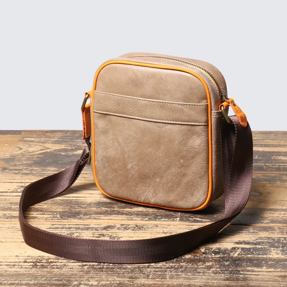 Vintage Leather Men's Shoulder Bag Matte Leather Casual Simple Crossbody Bag Large Capacity