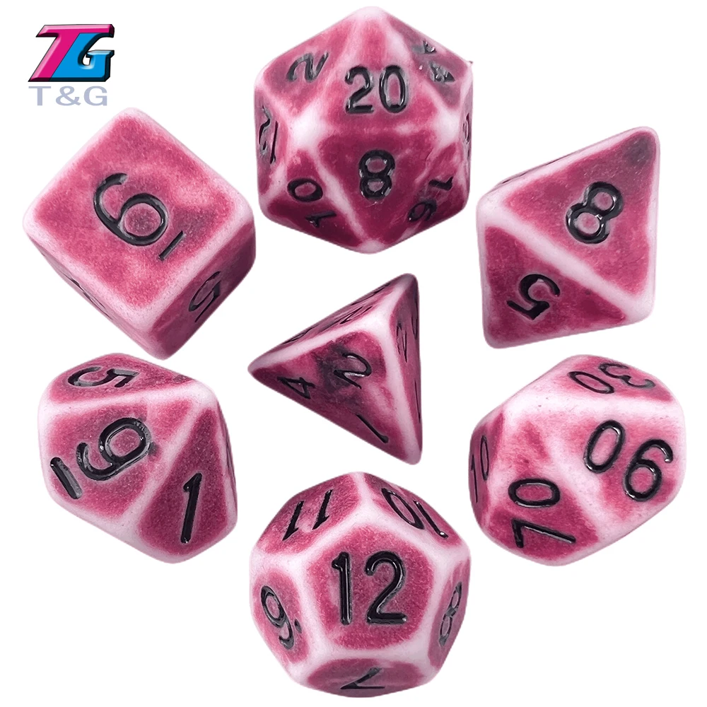 Unique Cool Retro Effect Dice Set 7Pcs/Set Polyhedral TRPG DNDGame Games for Opaque D4-D20 Multi Sides Dice  for Board Game