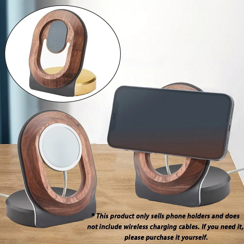 Wooden Phone Holder Magnetic Wireless Charging Bracket Portable Mobile Phone Magnetic Charging Storage Racks Home Decorations