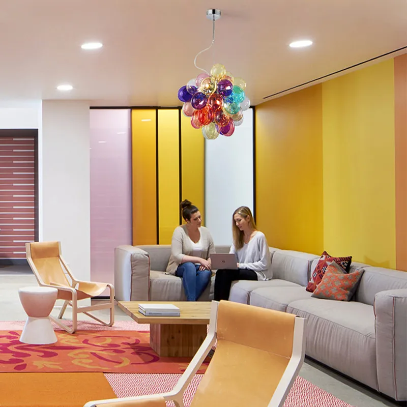 

Creative Colorfull Ball Bubble Balloon Pendant lamp Scandinavia Glass Bubble Chandelier Living Room Bedroom Indoor Light Fixture