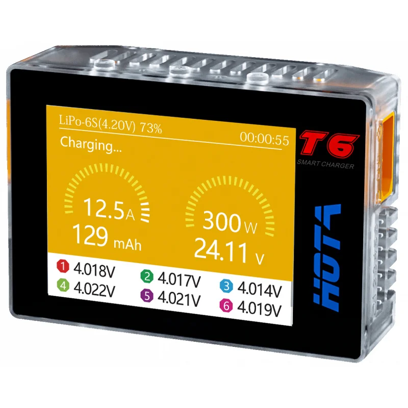 

HOTA T6 1 ~ 6S Lipo Balance умное зарядное устройство DC300W PD90W двухканальное интеллектуальное зарядное устройство для радиоуправляемой модели автомобильный аккумулятор аксессуары