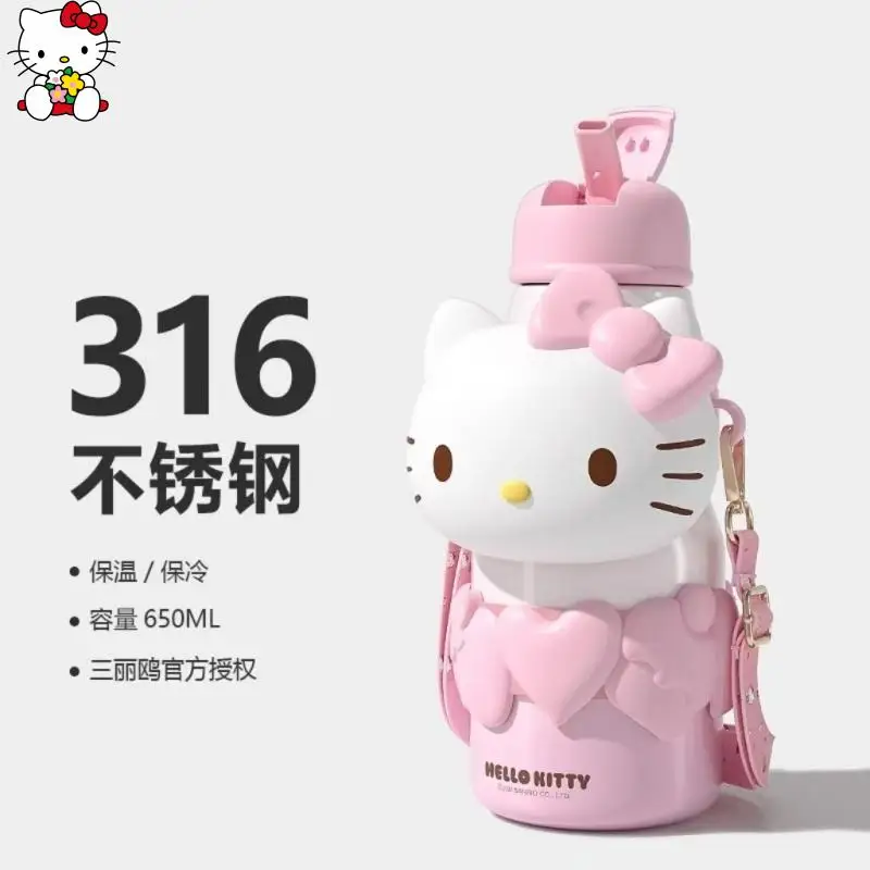 

Милая чашка для питья Hello Kitty, красивая чашка для ухода за температурой, портативная детская чашка с соломинкой, модный праздничный подарок