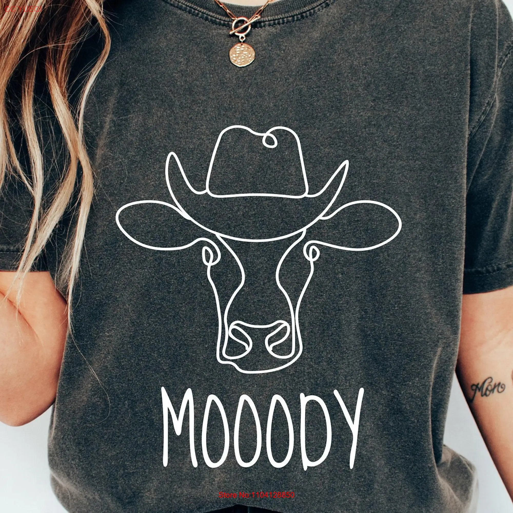 Cow Mooody Oversized T Shirt Comfort Colors Country Western Rodeo Cowgirl Funny Moody Girl long or short sleeves