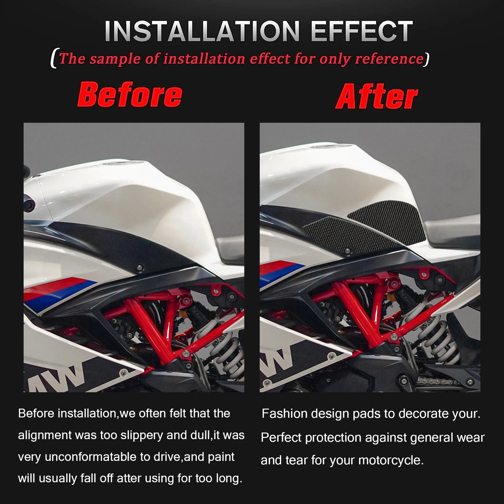 Motorrad Anti Slip Heizöl Tank Pad Seite Knie Grip Aufkleber Schutz Aufkleber Pads Für BMW G310 RR 2023 2024 2025G 310RR