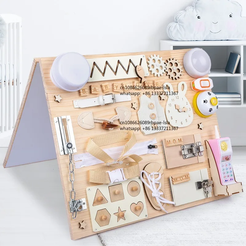 Tableau d'activités Montessori en bois, jouet sensoriel pour bébés, tout-petits et enfants, entraînement de la motricité fine, apprentissage précoce, éducatif