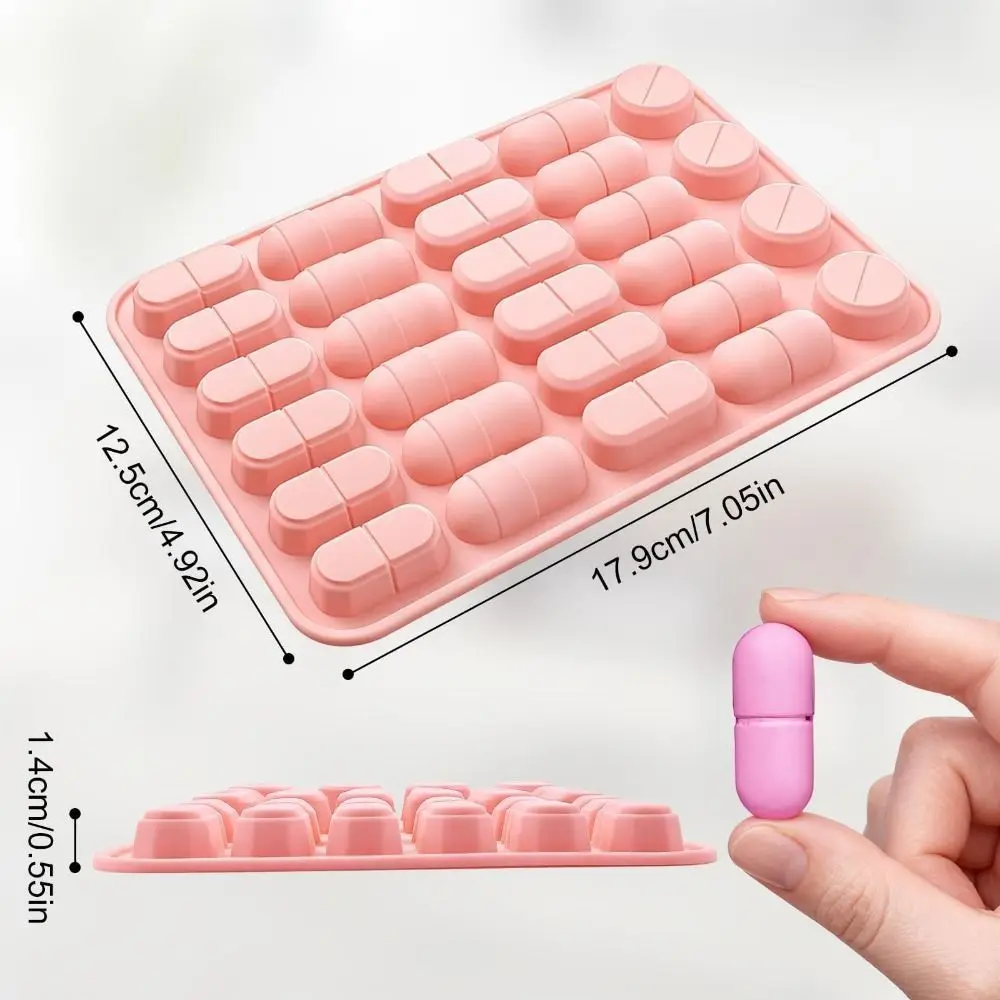 New Silicone Capsule Shaped Mold 28 Cavity Design Reusable Pill Mold Flexible Pill Mold Tray for Candy Making Chocolate Crafting view 2