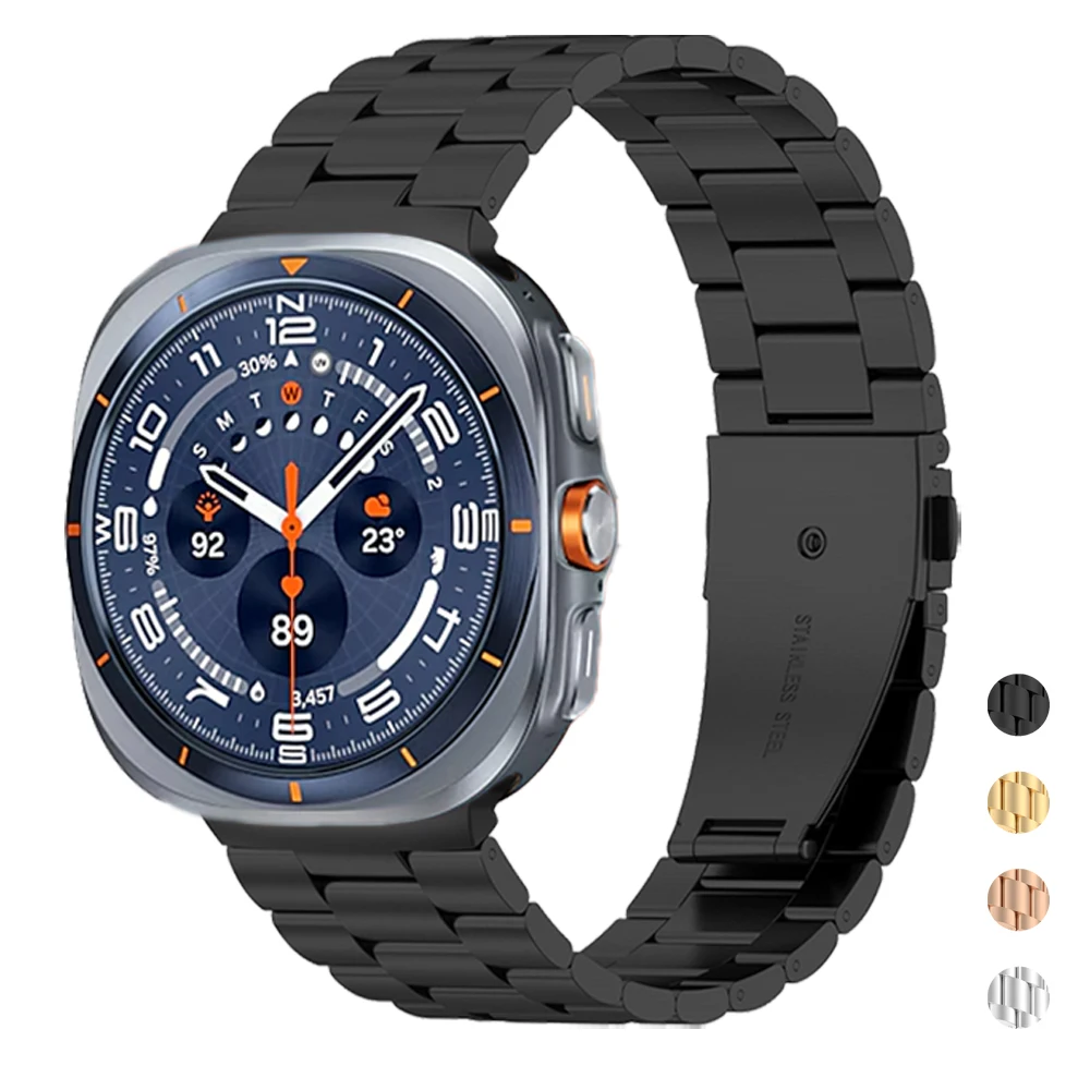لا توجد فجوات حزام من الفولاذ المقاوم للصدأ لساعة سامسونج جالاكسي ألترا 2025 باند جالاكسي ساعة الترا 47 ملم إكسسوارات سوار معدني فاخر