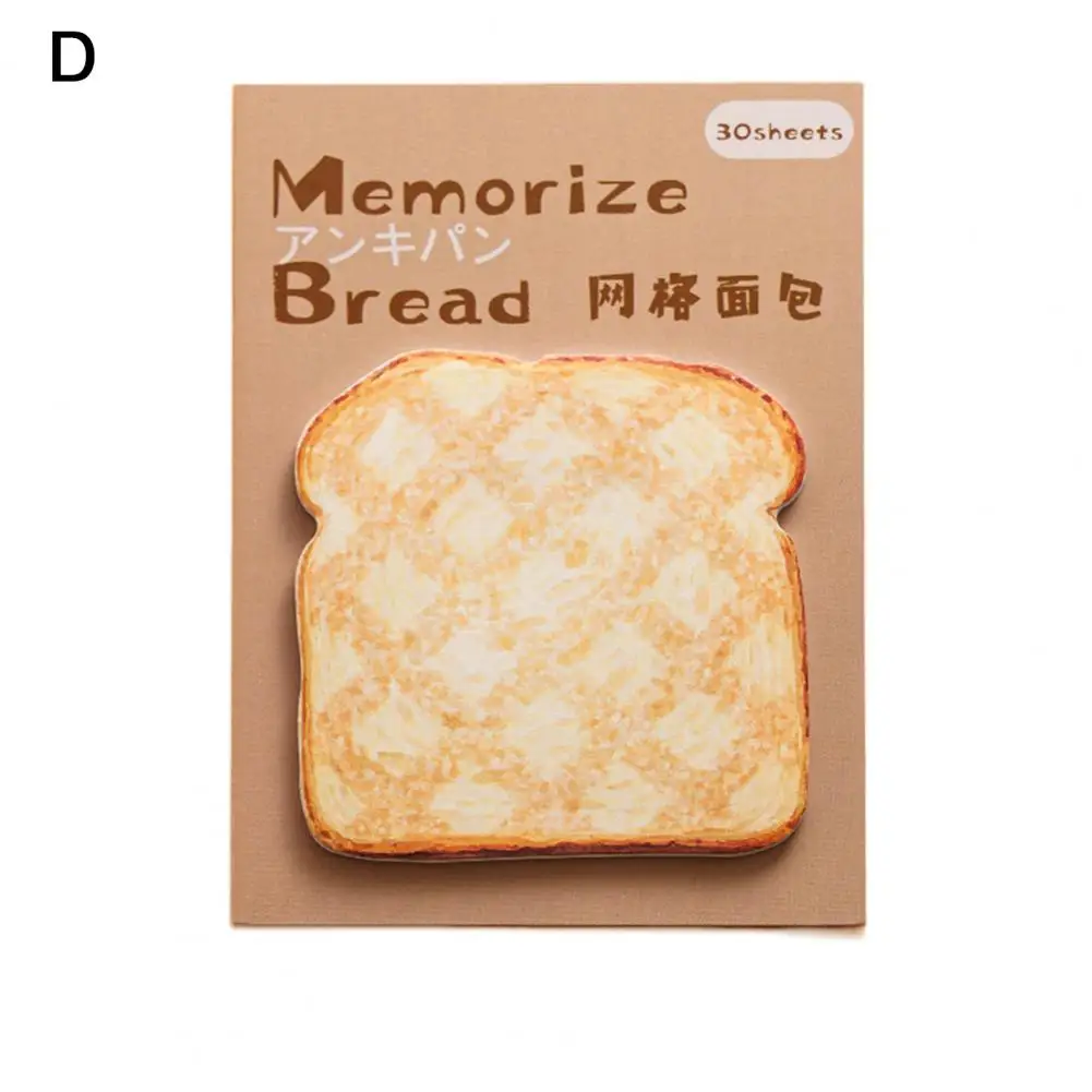 Notas adhesivas en forma de pan, notas adhesivas de diseño rico, notas adhesivas en forma de pan de primera calidad, pan de 30 hojas para un suave y fiable