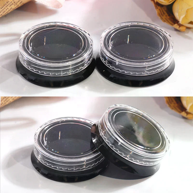 10 個黒詰め替え可能なネイルアート収納缶空のフラットボトルグリッターパウダーラインストーンバーム缶マニキュアオーガナイザー