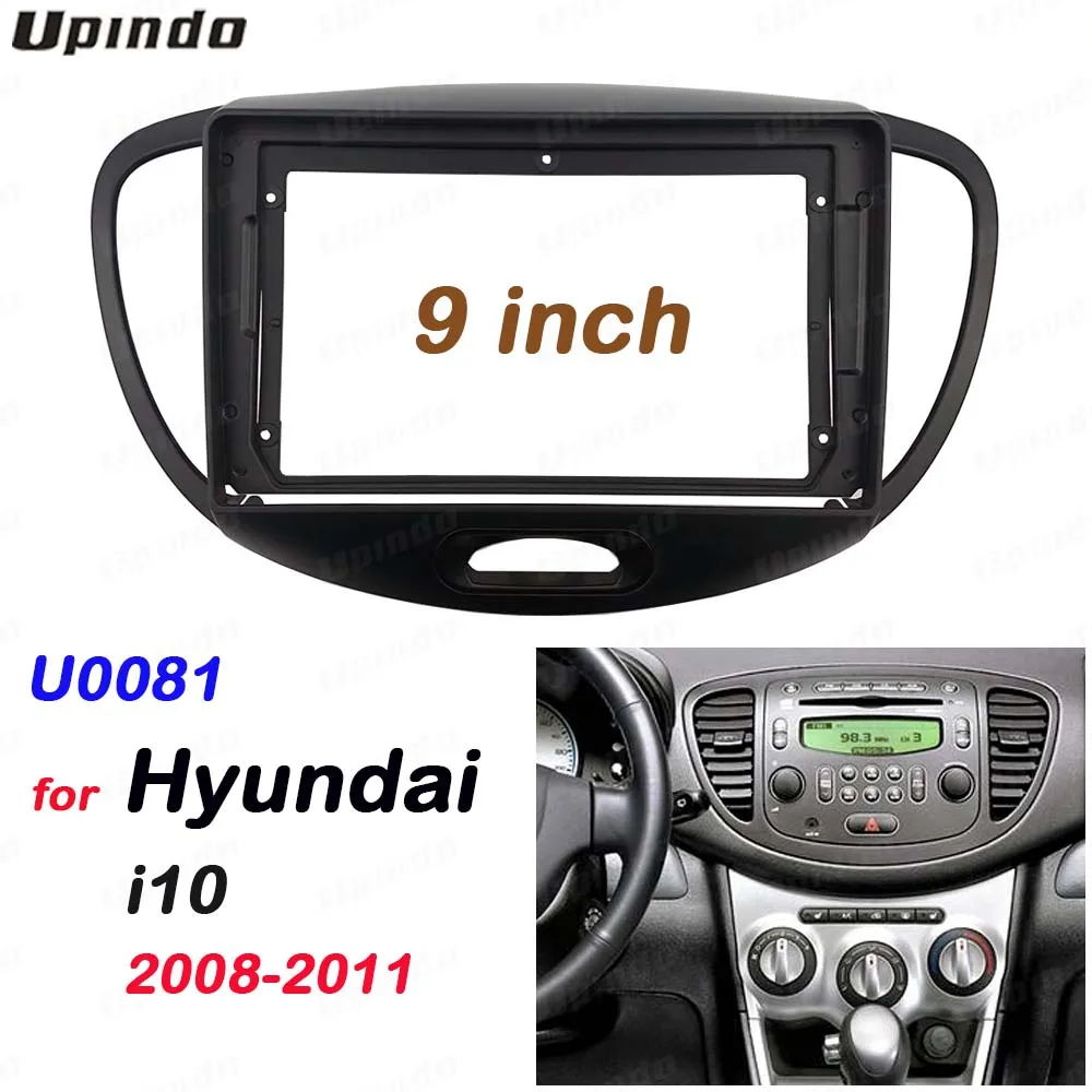 

2 Din 9 Inch Car Radio PC ABS Plastic Fascia Panel Frame and Cable for HYUNDAI I10 2008~2011 Dash Mount Kit