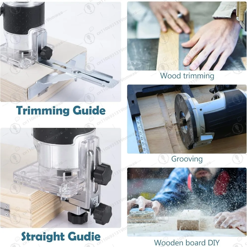 Compact Handheld Wood Router Tool DIY Woodworking Palm Router with 15pcs 1/4' Router Bits for Handicraft