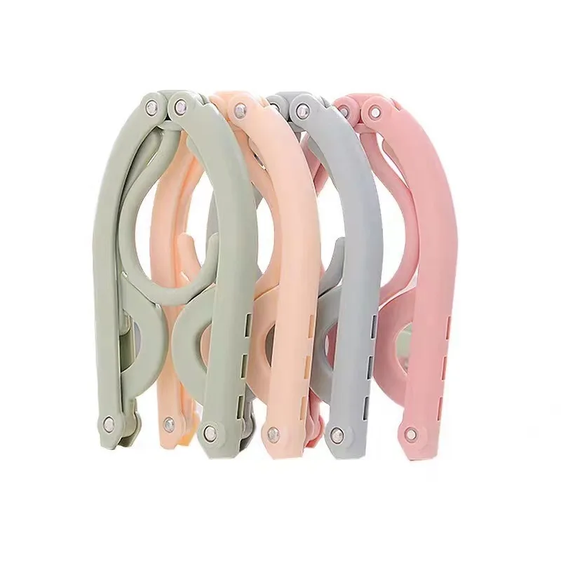 10pcs Folding Travel Hangers Portable Random Color Plastic Non Slip Closet Drying Rack Space Saving Home For Dress Pants Suit