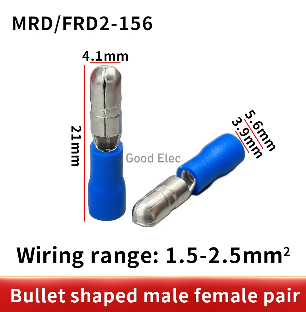 blue 100Pcs FRD2-156 MPD2-156 Insulated Crimp Terminals for16-14awg cable 50 Male and 50 Female