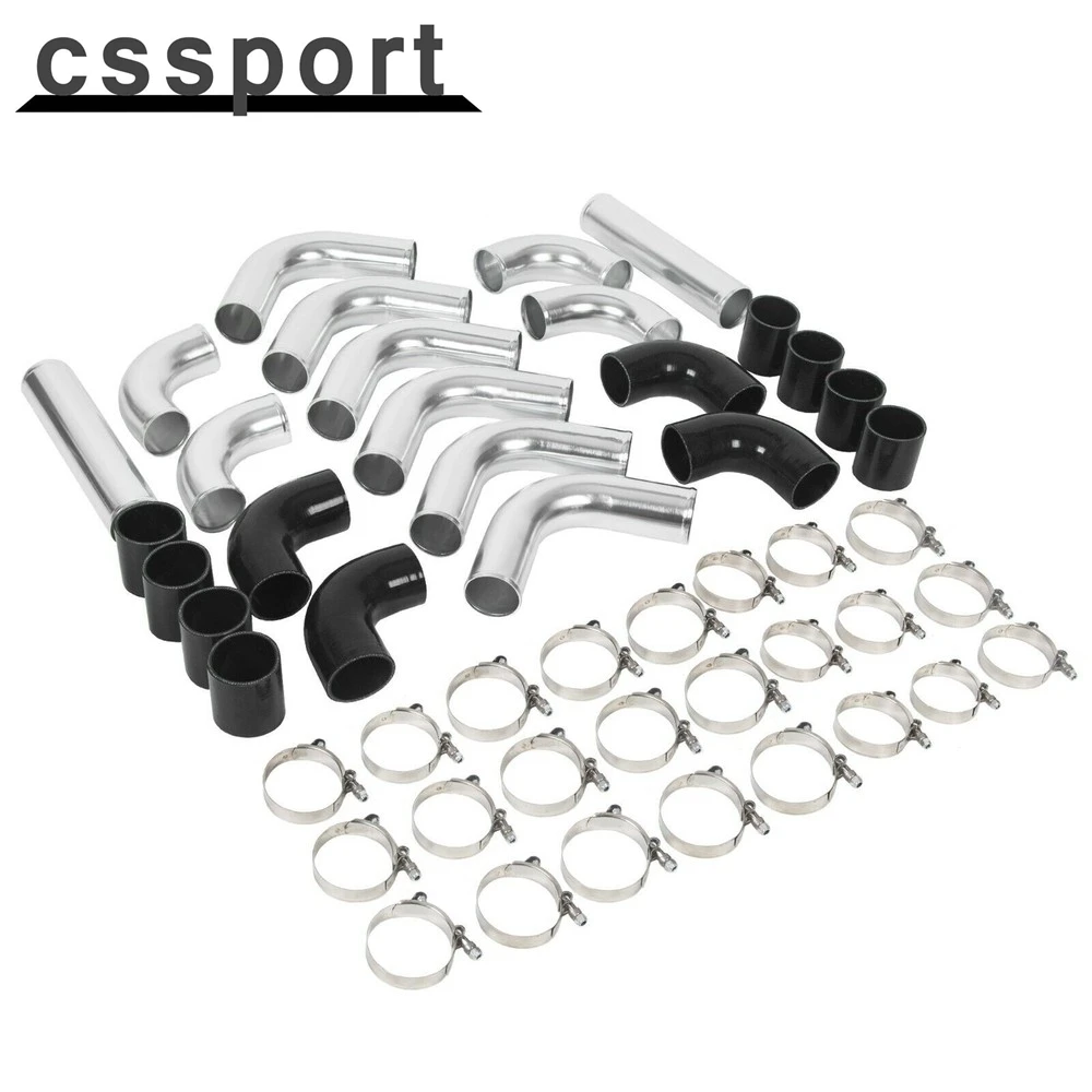 

Universal 3" Aluminum Turbo Intercooler Pipe Tube Kit w/ Silicone Hose + Clamps