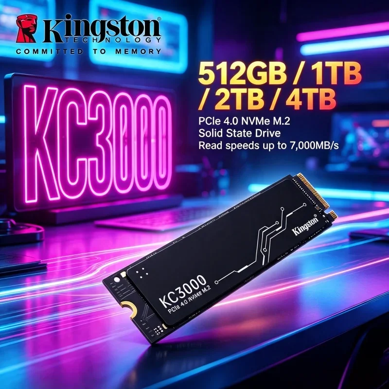 Kingston KC3000 PCIe4.0 NVMe M.2 2280 SSD 500GB 1TB 2TB 4TB, Unidade de Estado Sólido de Alta Velocidade para PC Gamer, Laptop e Desktop