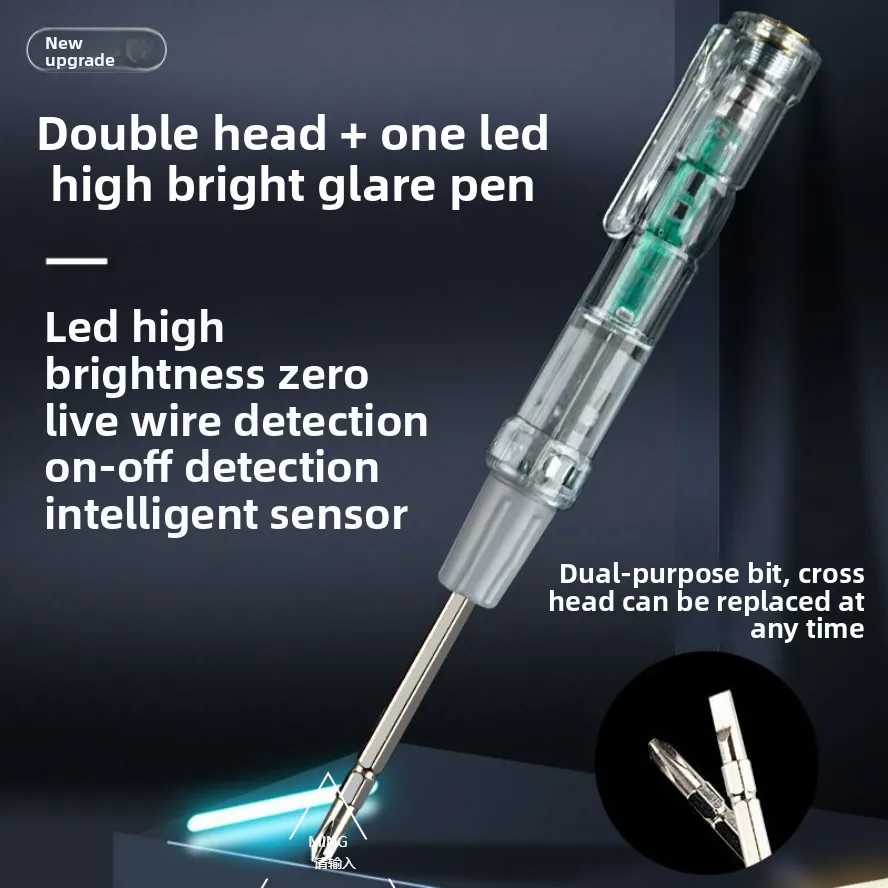 Color Light Electric Pen Multi-Function One-Word Cross Electric Test Pen Electrician Dedicated Intelligent Induction Zero Fire O