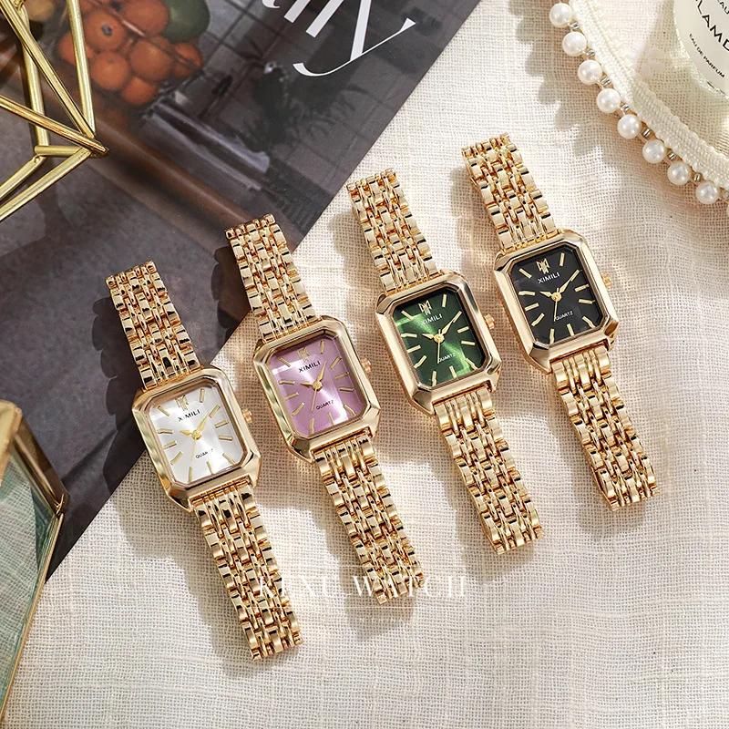 XIMILI Watch Wholesale, Dainty Green/Pink/Blue/White/Black Dial Women's Watches, Elegant Gold/Silver Quartz Wristwatches