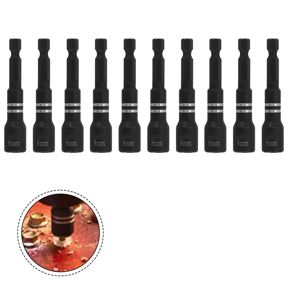 

10PCS 8mm Impact- Socket Magnetic Nut Screwdriver Hex Socket Adapter Nut Driver Socket Wrench Hand Tools