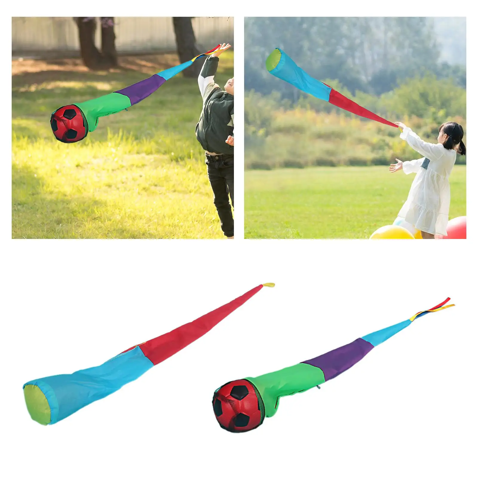 Catch Tail Ball Props para Team Building, Colorido, Treinamento, Hand Throwing, Rainbow Ribbon, Praia, Presente para Meninos e Meninas