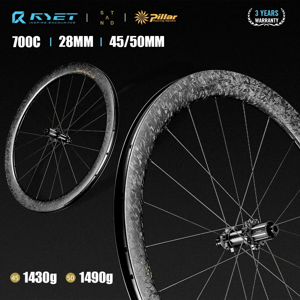 RYET Full Carbon Road Bike Wheels 36T Ratchet 21H Disc Brake CenterLock Bicycle Rimsets Pillar Racing Cycling Rims Bicycle Parts