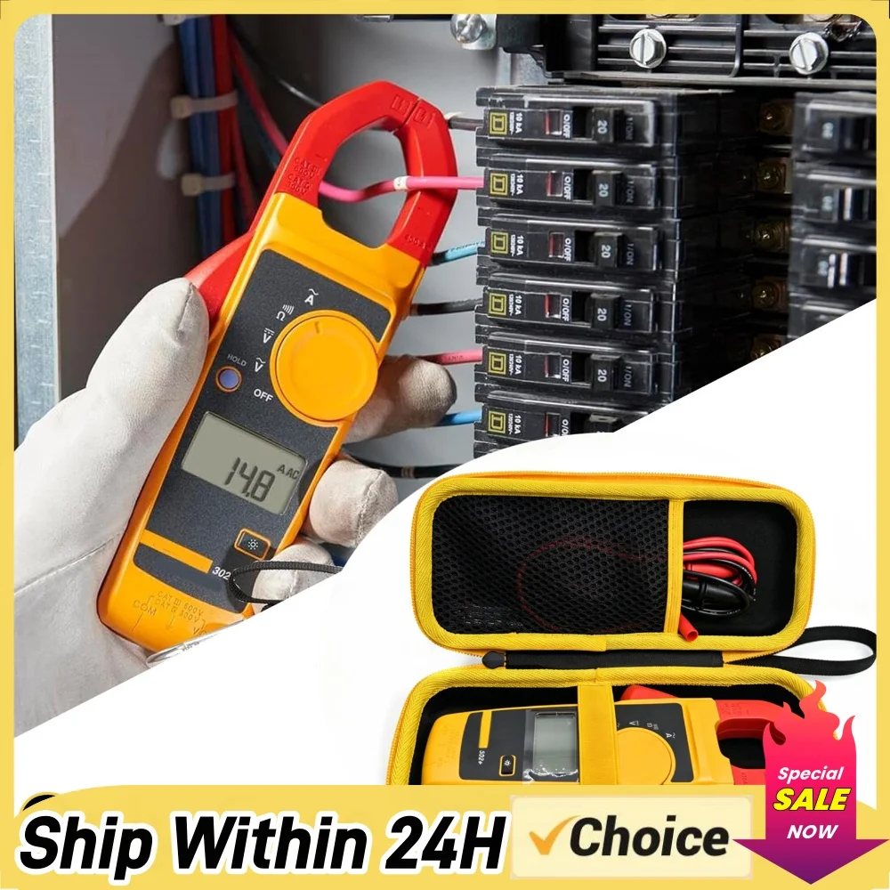 EVA Clamp Meter Holder Bag Fit for Fluke 323/324/325/302 with Portable Handle & Zipper Design Excellent Protection