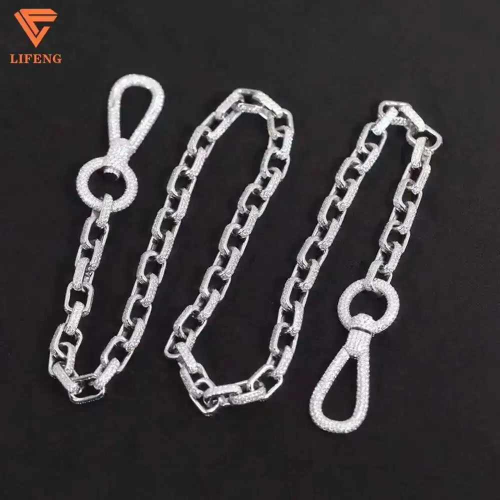 Neuankömmling Modeschmuck weiß vergoldet Universal knopf s925 vereist vvs Moissan ite Hip Hop kubanische Kette Halskette