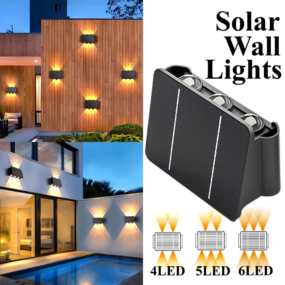 

LED Solar Garden Wall Lights Outdoor Waterproof Solar Powered Lamps Balcony Stairs Street Lighting Outdoor Sunlight Led Lights