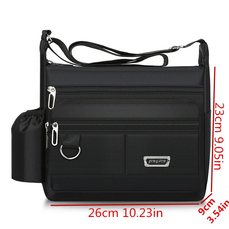 Mens Casual Multifunctional Crossbody Bag, Large Capacity Tools Storage Bag, Classic Shoulder Bag, Multi Layer Zipper Travel Bag