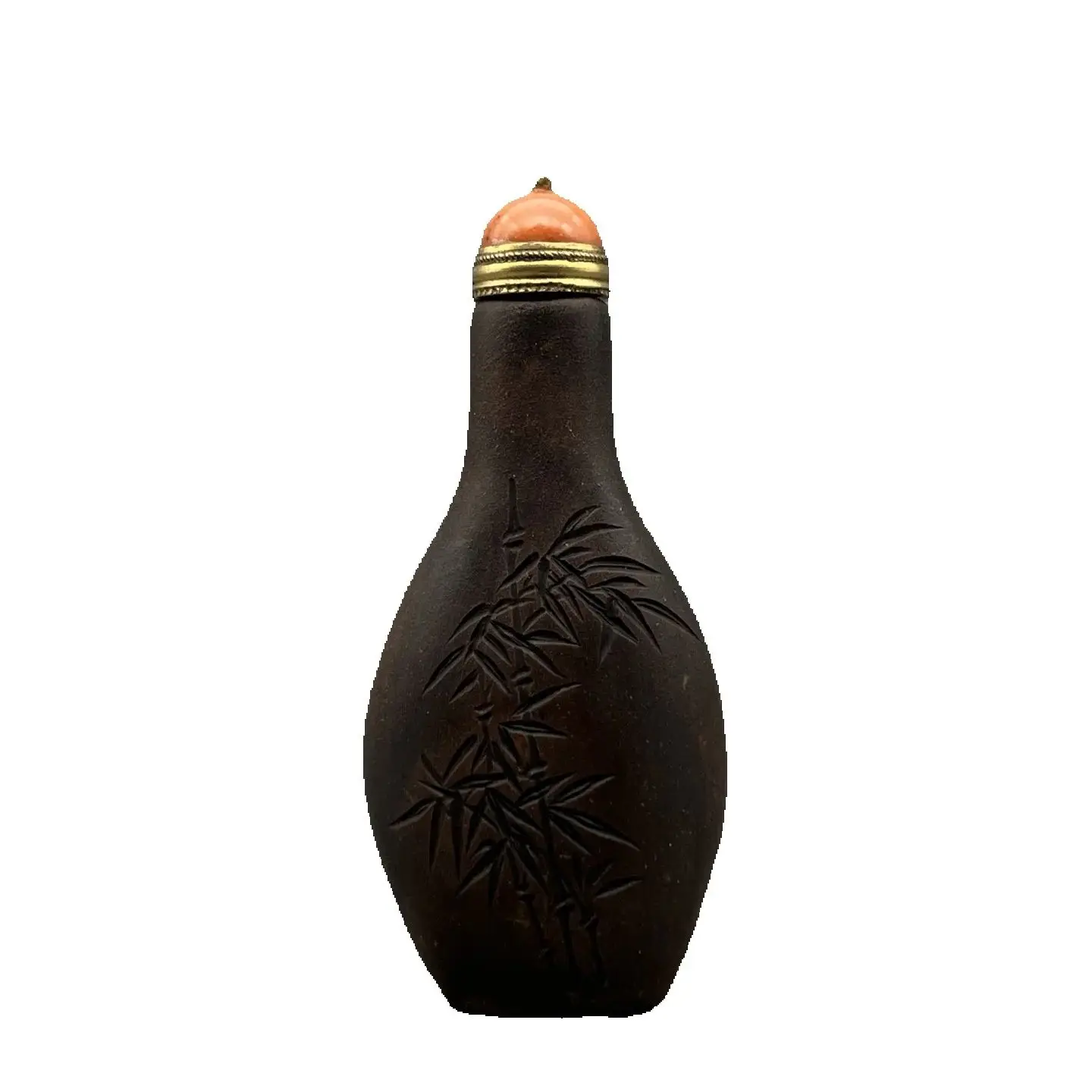 

Collection Chinese Zisha Purple Clay Carved Bamboo Statue Exquisite Snuff Bottle Art