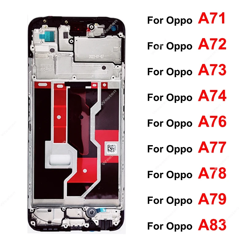 For OPPO A71 A72 A73 A74 A76 A77 A77s A78 A79 A83 4G 5G Front LCD Frame LCD Housing Cover Holder Bezel Case Replacement