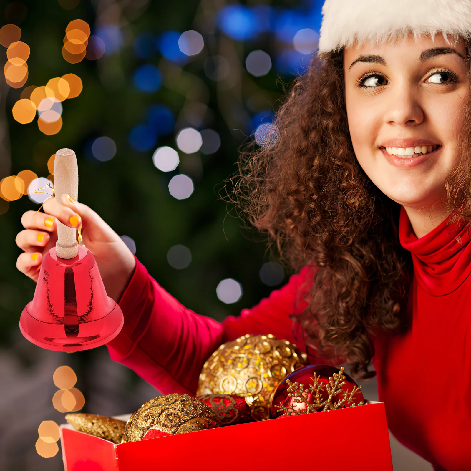 

2Pcs Handheld Rattle Bell Iron Construction Wooden Handle Easy Grip Strong Sound Outdoor Adventure Safety Alert Tool Portable