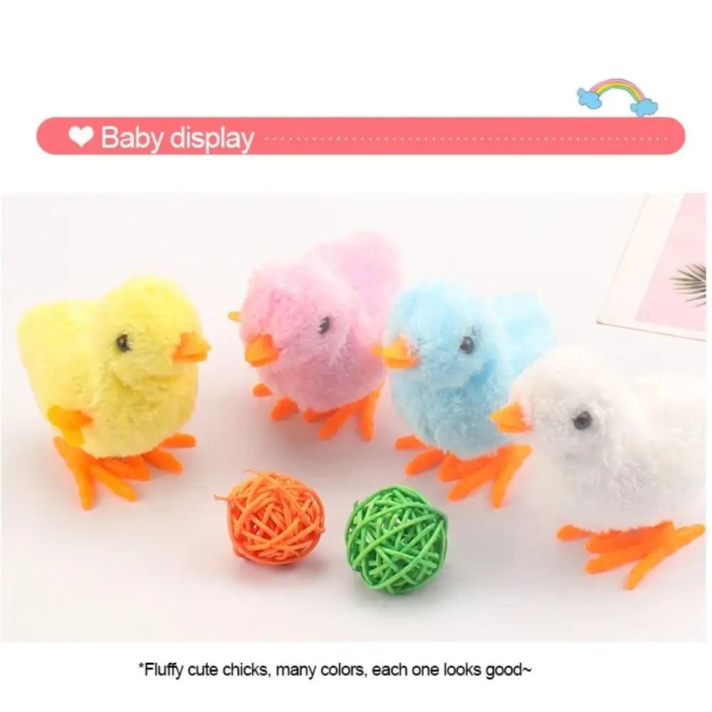 Cute Plastic Easter Running Chick Yellow Blue White Pink Jumping Wind Up Chick Cockwork
