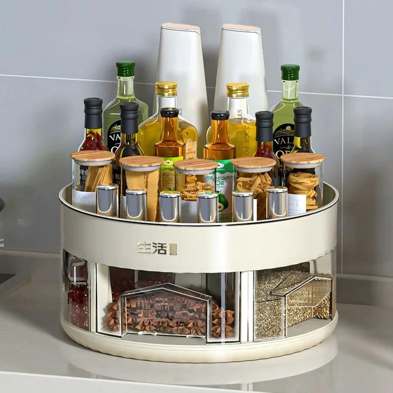 boite-a-Epices-rotative-support-de-rangement-d'Epices-de-cuisine-Etagere-d'angle-de-comptoir-pour-bouteilles-boite-a-Epices-multifonctionnelle